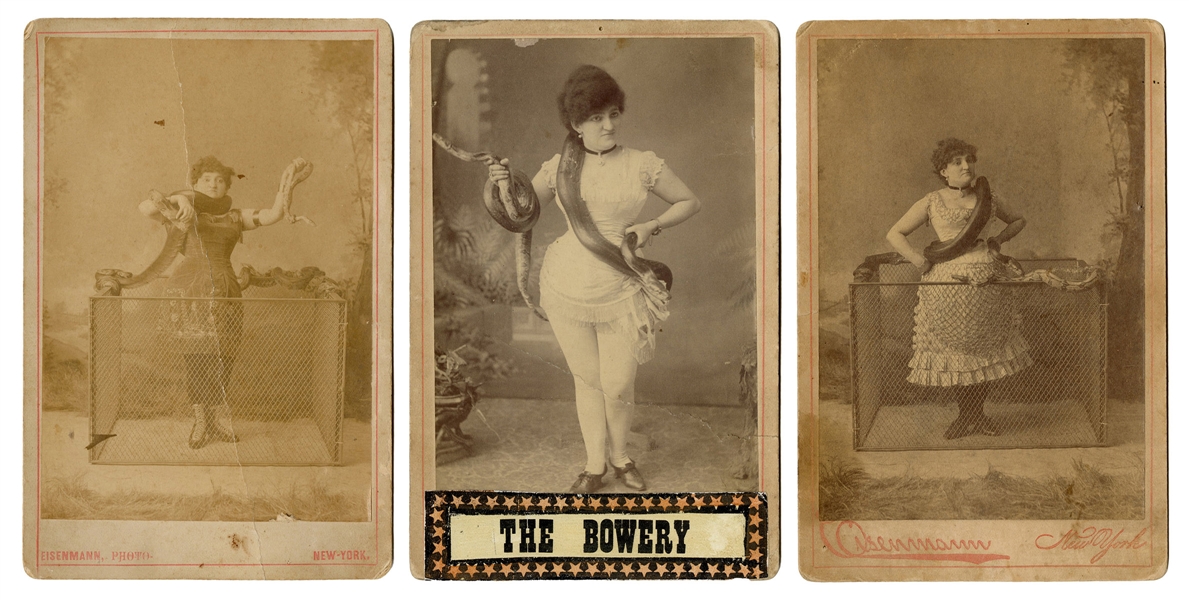  [SNAKE CHARMER]. ARLINGTON, Amy. Three cabinet photos. New ...