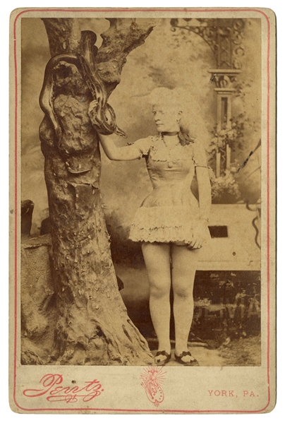  [SNAKE CHARMER]. Cabinet photo of an Albino snake charmer. ...