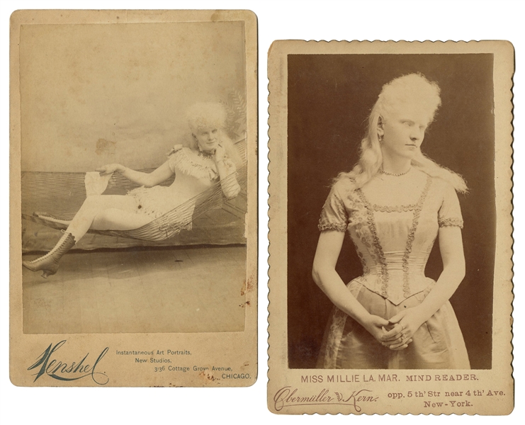  LA MAR, Millie. Two cabinet photos of Millie La Mar, Albino...