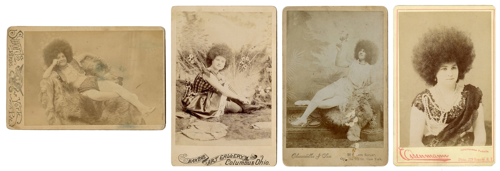  [CIRCASSIAN LADIES]. Four cabinet photos of Circassian beau...