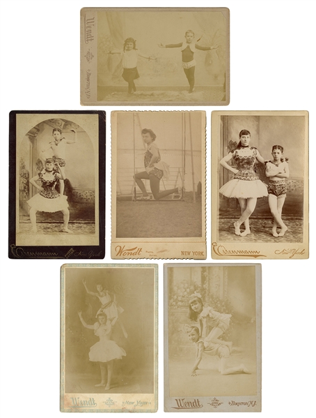  [CIRCUS-CHILD PERFORMERS]. Six cabinet card photographs of ...