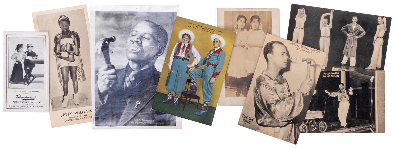  [SIDESHOW]. Eight Sideshow Performer Photos and Postcards. ...