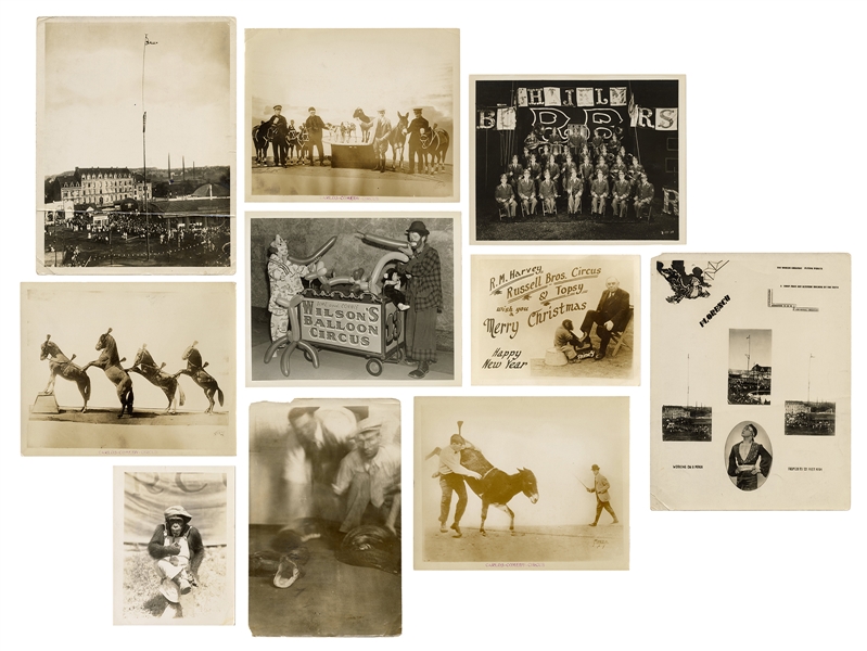  Lot of 19 assorted circus photographs. American, ca. early-...