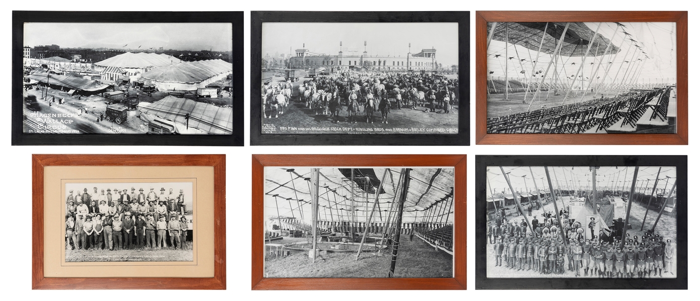  Six framed reprint circus photographs by Edward J. Kelty an...