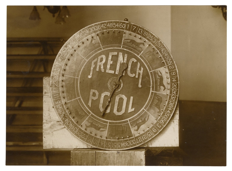  [VICE-GAMBLING]. Photograph of a French Pool gaming wheel. ...