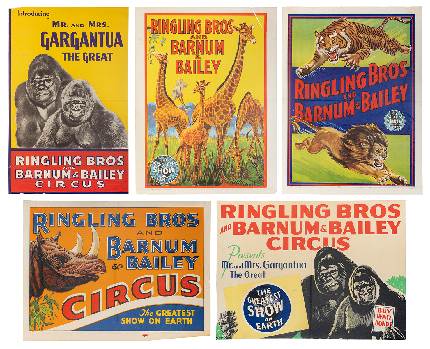 Lot Detail - Six Ringling Bros. And Barnum & Bailey Posters. Circa 1940s...