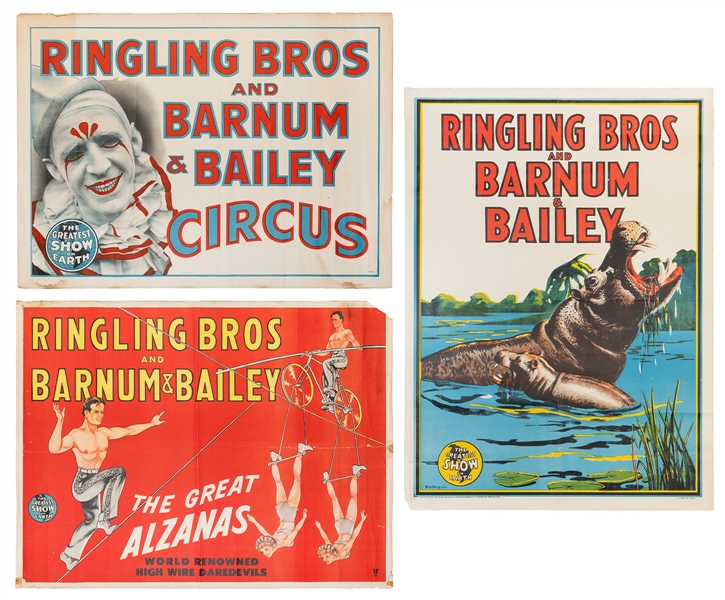  Ringling Brothers and Barnum & Bailey. Three half-sheet pos...