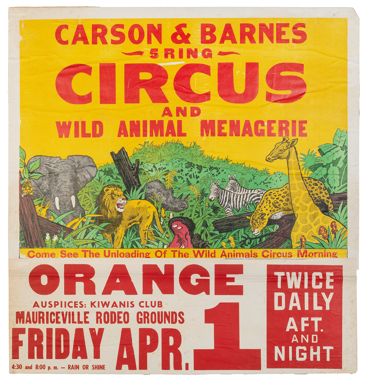 Lot Detail - Four Carson & Barnes Circus Posters. Circa 1950s/60s. A Gro...