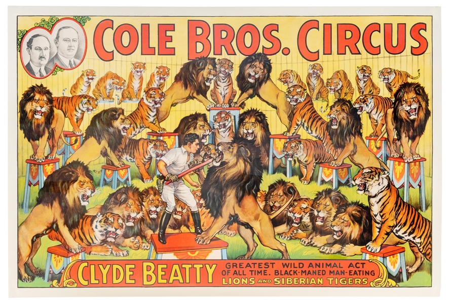  Cole Bros. Circus / Clyde Beatty Greatest Wild Animal Act o...