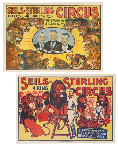  Seils-Sterling Circus. Two one-sheet posters. Circa 1930s/4...