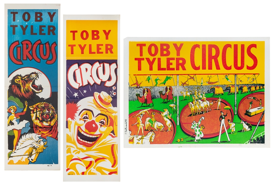  Seven Toby Tyler Circus posters. Circa 1960s. Includes half...