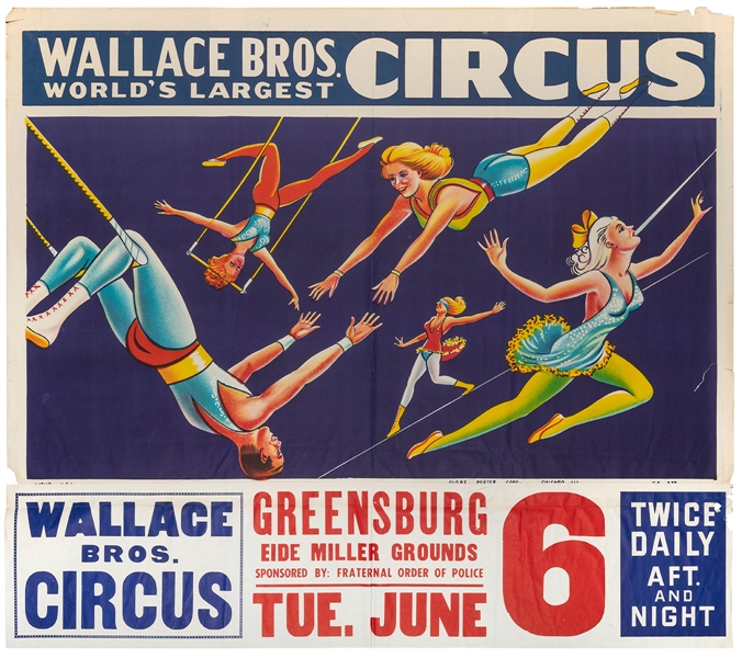  Wallace Bros. World’s Largest Circus. Chicago: Globe Poster...