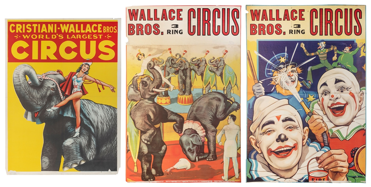  Three Wallace Bros. Circus posters. A trio of posters adver...