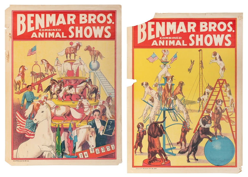  Pair of Benmar Bros. Circus trained animal posters. Newport...