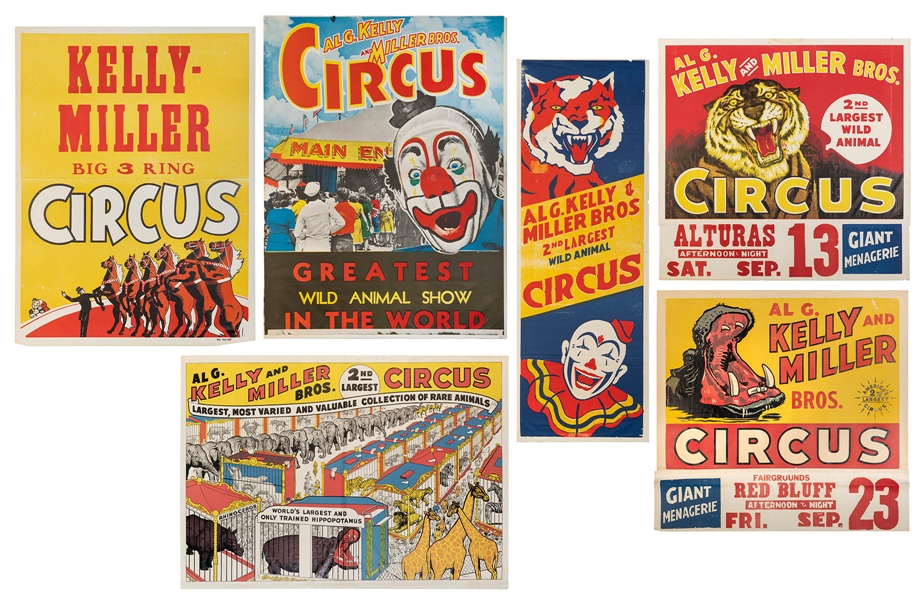  Ten Al G. Kelly & Miller Bros. Circus posters. Circa 1940s/...