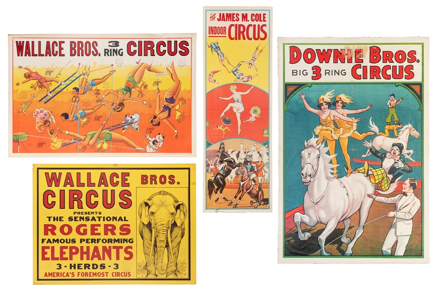  Four American circus posters. Circa 1930s/40s. Including Wa...