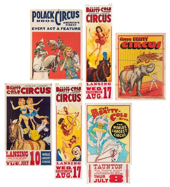  [CIRCUS]. Twelve American circus posters. Mid-20th century....