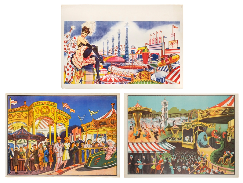  Three carnival / fair stock posters. Circa 1940s/50s. One-s...