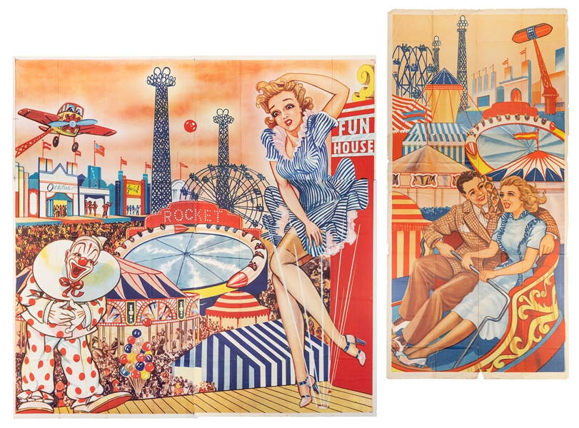  Pair of amusement park posters. Circa 1960s. Including a 3 ...