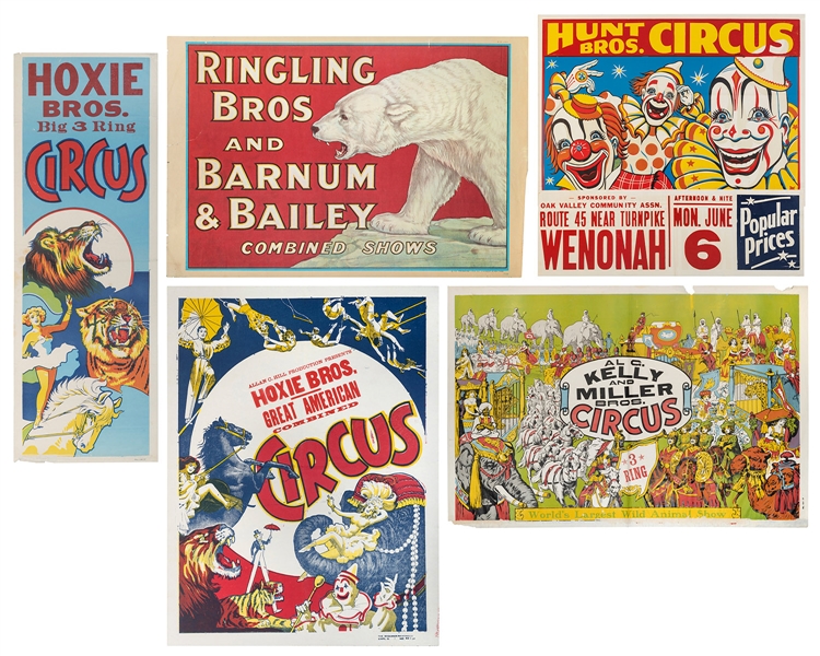  Eleven American circus posters. 20th century. A large group...