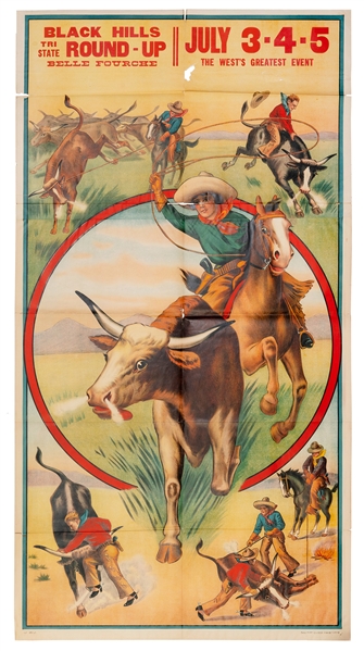  Riverside Print Co. Three-Sheet Rodeo Stock Poster. Milwauk...