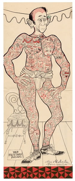  BALLANTINE, Bill (1910-1999). Tattooed Man signed print. N....