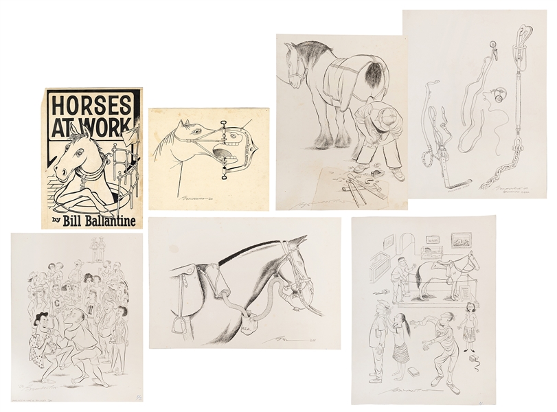  BALLANTINE, Bill (1910-1999). Seven pieces of horse illustr...