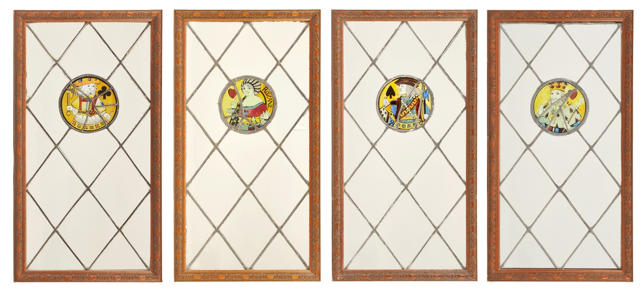 Four Stained Glass Windows with Playing Cards.