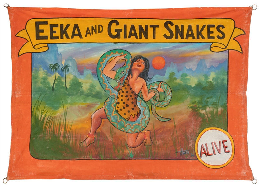 HINER, John. Eeka and the Giant Snakes Sideshow Banner. 