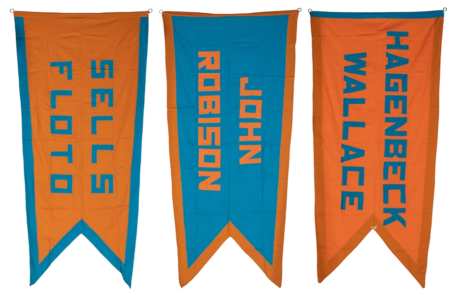 A trio of circus tent flags.