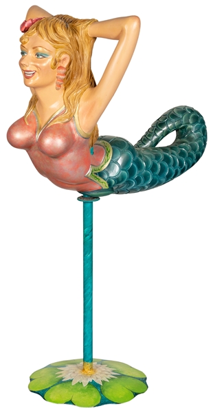  Carousel Mermaid. 20th century. Carved wooden carousel merm...