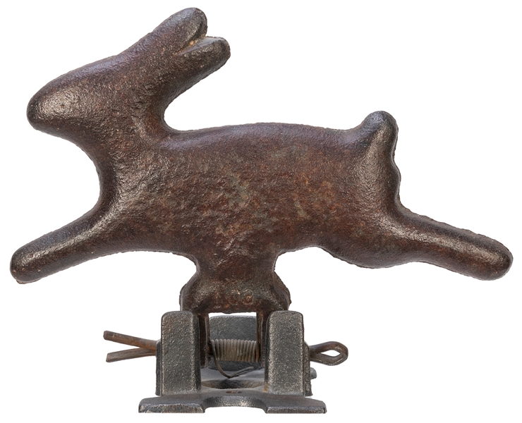  Cast Iron Leaping Rabbit Shooting Target. Circa 1900s. Carn...