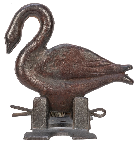  Cast Iron Swan Shooting Target. Circa 1900s. Carnival shoot...