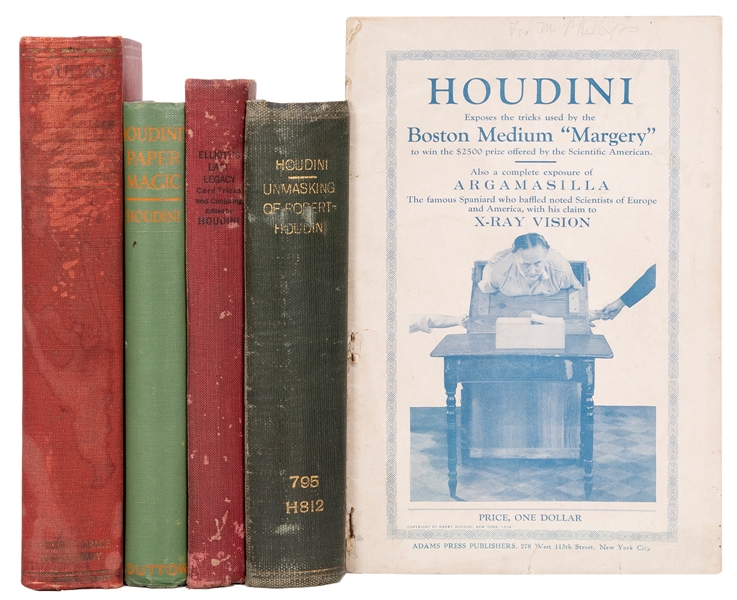  [HOUDINI, Harry (Ehrich Weisz)]. Five books and pamphlets b...