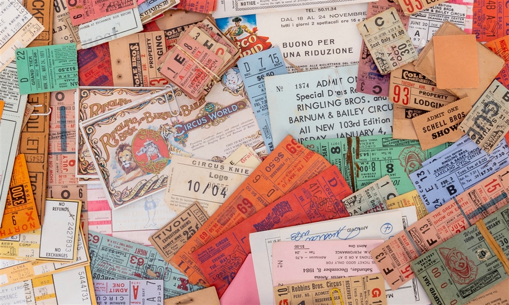  Collection of circus tickets and stubs. American, ca. 1920s...