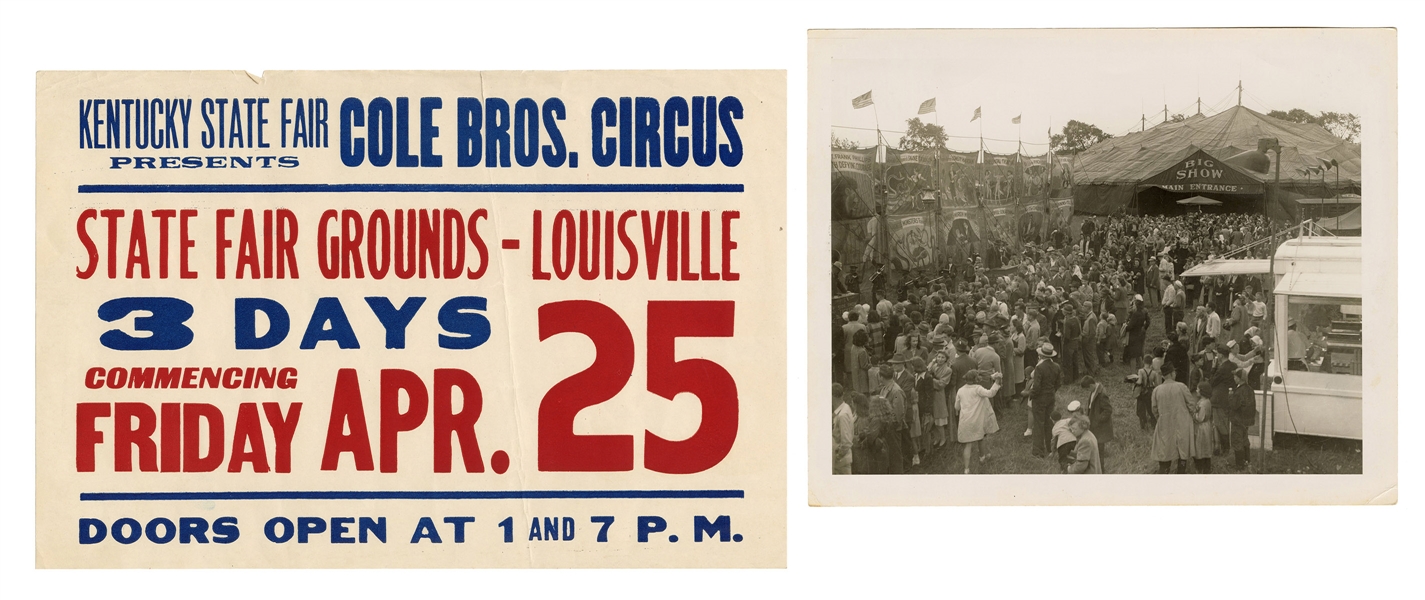  [COLE BROS. CIRCUS]. Small file of ephemera. File folder of...