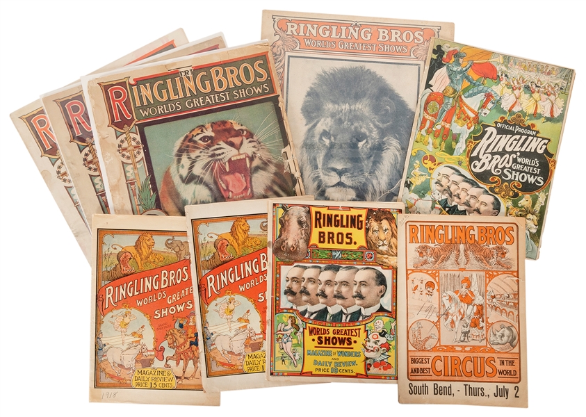  [RINGLING BROS. CIRCUS]. Group of 10 programs and couriers....