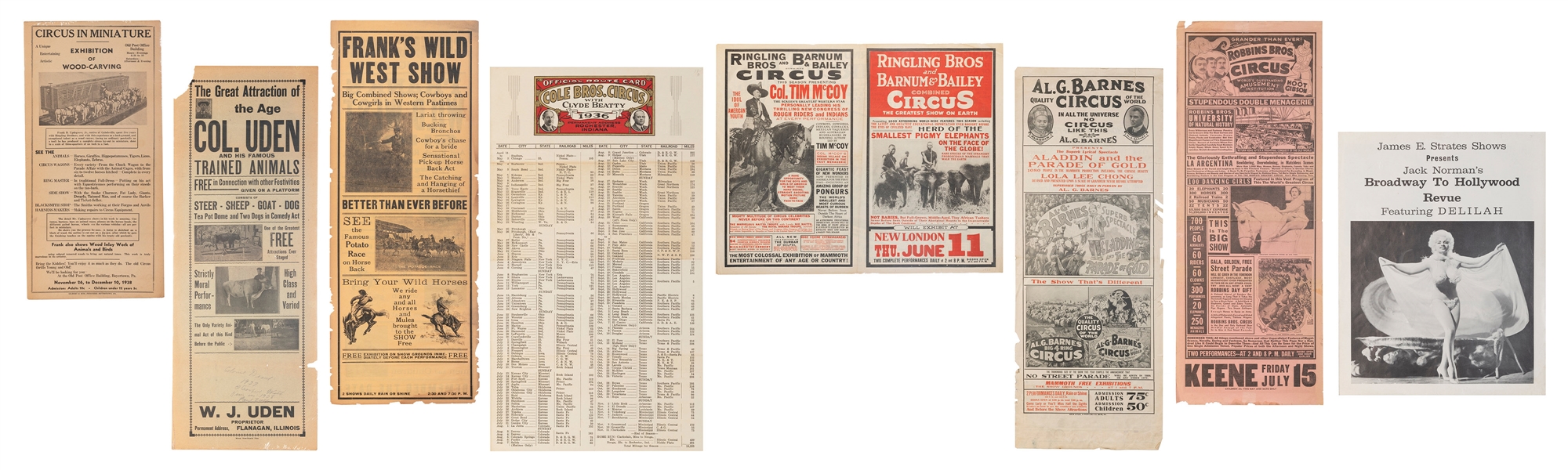  Group of 8 20th century circus advertisements and other eph...