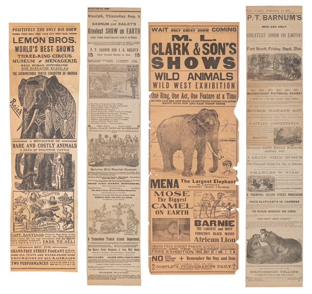  Group of 5 19th century circus advertisements, including: B...