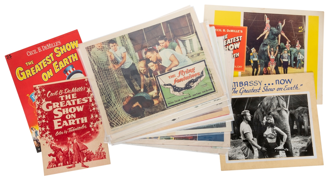  Group of 20 circus film lobby cards, stills, and pamphlets....