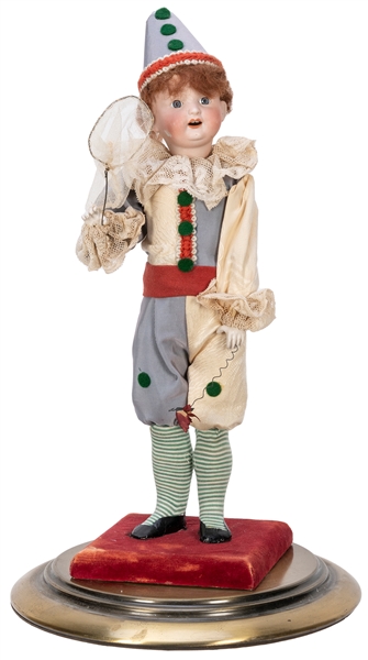  Musical Butterfly Catcher Clown Doll Automaton. German, ca....