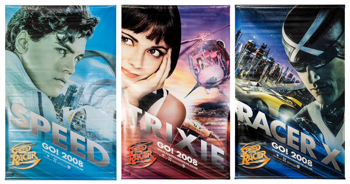  A Group of 3 Vinyl Speed Racer Character Posters. Large sca...