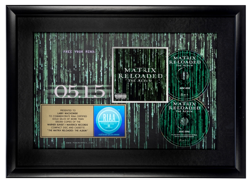  Gold Record Awarded to Lana Wachowski for The Matrix Reload...