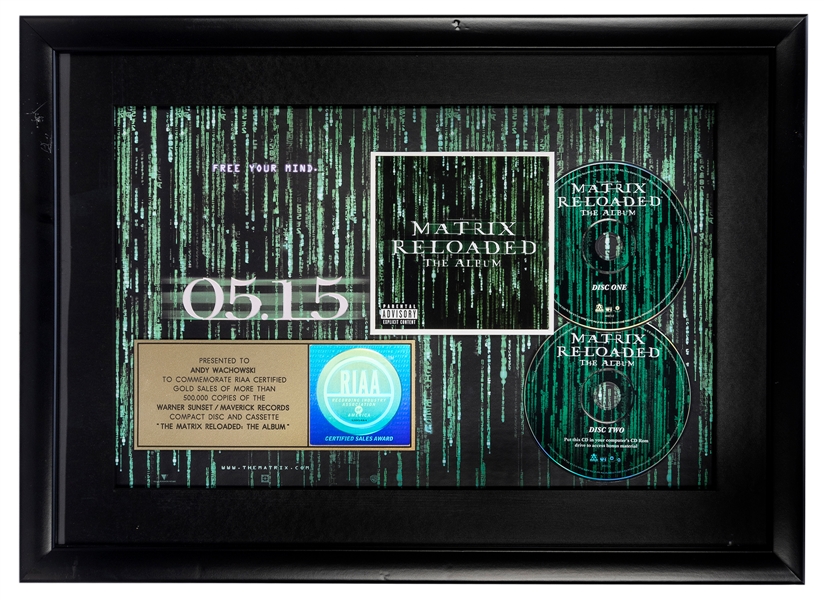  Gold Record Awarded to Lilly Wachowski for The Matrix Reloa...