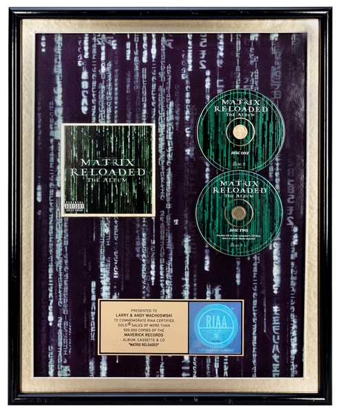 Gold Record Awarded to the Wachowskis for The Matrix Reload...