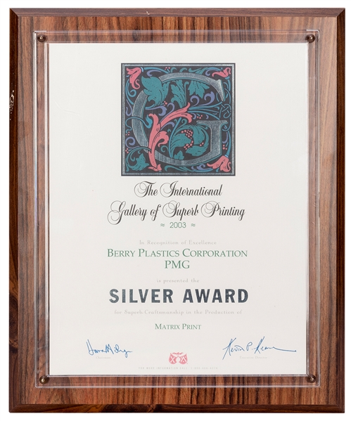  International Gallery of Superb Printing Award Presented to...
