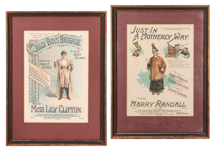  A Pair of Framed Sheet Music Covers. 1895/1900. Two framed ...
