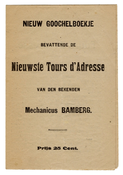  BAMBERG, David L. Nieuw Goochelboekje. Circa 1861. Printed ...