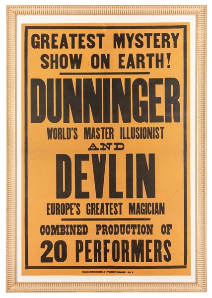  DUNNINGER, Joseph. Greatest Mystery Show on Earth! Dunninge...