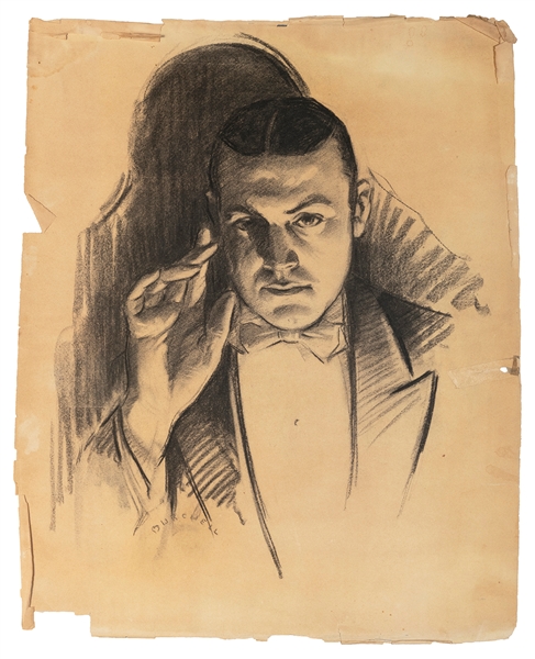  SWANN, Russell. Charcoal Portrait of Russell Swan. A large ...